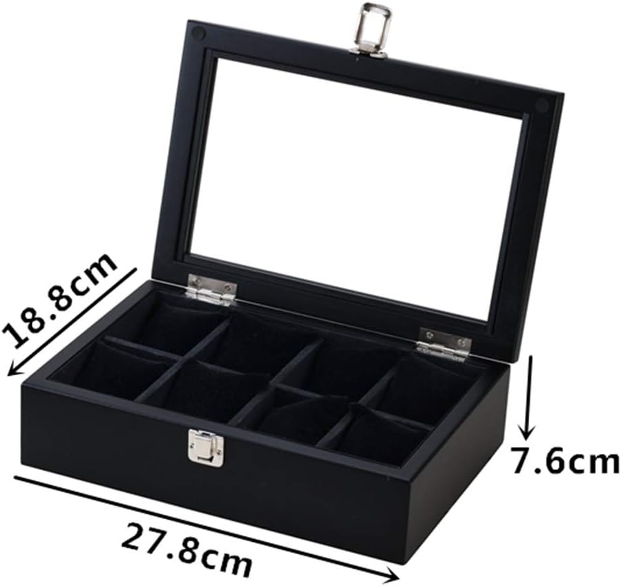 Wooden Watch Box With Glass Top - 8 Slot