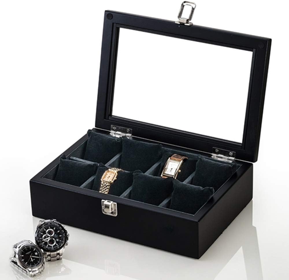 Wooden Watch Box With Glass Top - 8 Slot