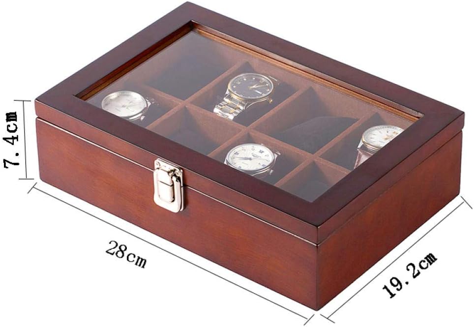 Wooden Watch Box With Glass Top - 8 Slot